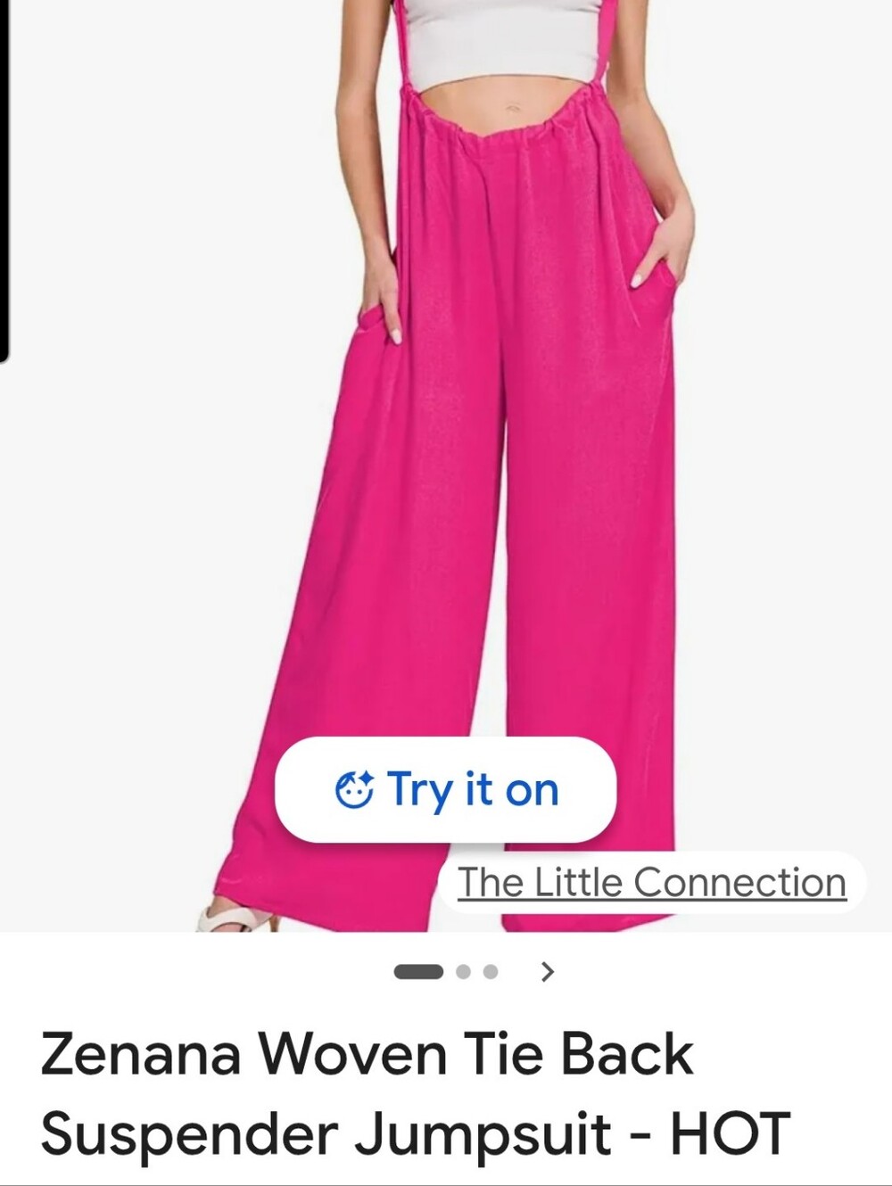 Zenana Size Large Pink Women's Tie Back Jumpsuit